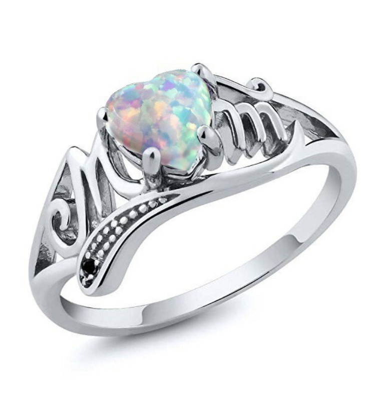 Opal Heart Ring with Mindfulness Design