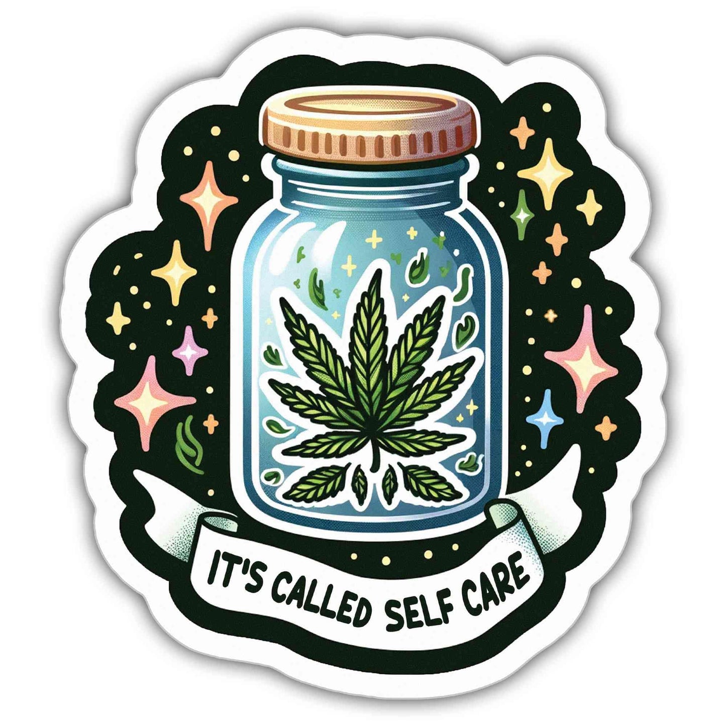 Weed Stickers Weed Decals Its Called Self Care Vinyl Stickers Weather-Resistant Sticker for Water Bottles Laptop Window Car Size 3"