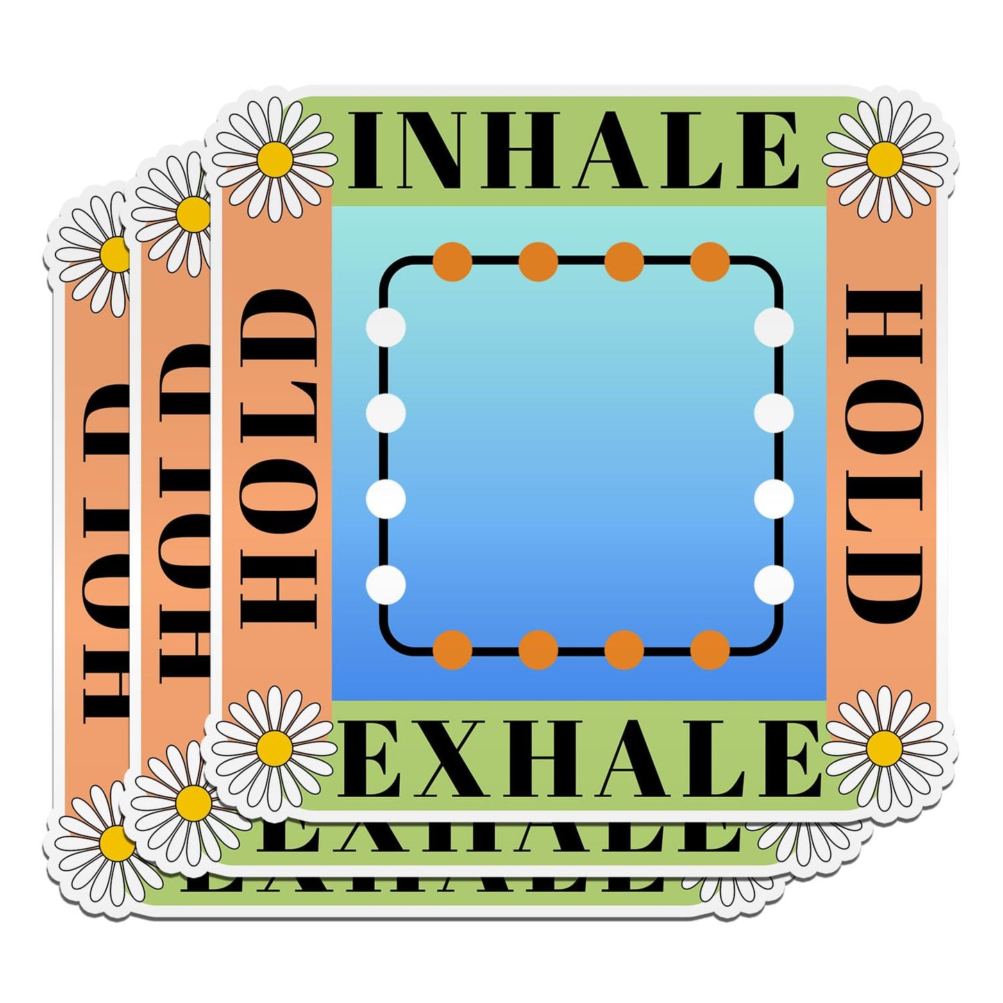(3PCS) Box Breathing Anxiety Stickers Mindfulness Reminder Square Stickers Self Care Mental Health Die-Cut Waterproof Vinyl Stickers for Hard Hat Laptop Water Bottle Phone Case Car (3 Inches)