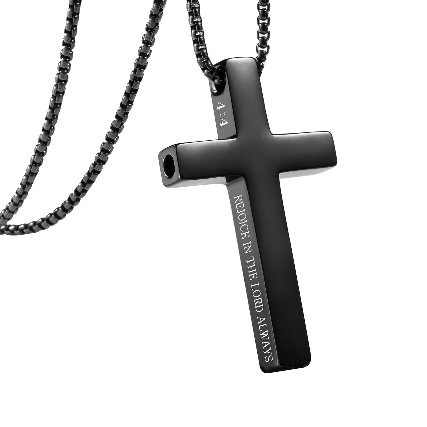 FUNPAR Cross Breathing Necklace Inspirational Bible Verse Anti-Anxiety Mindfulness Necklace Premium Stainless Steel Breathwork Tool Anxiety Relief Items Gift(Black 4: 4)
