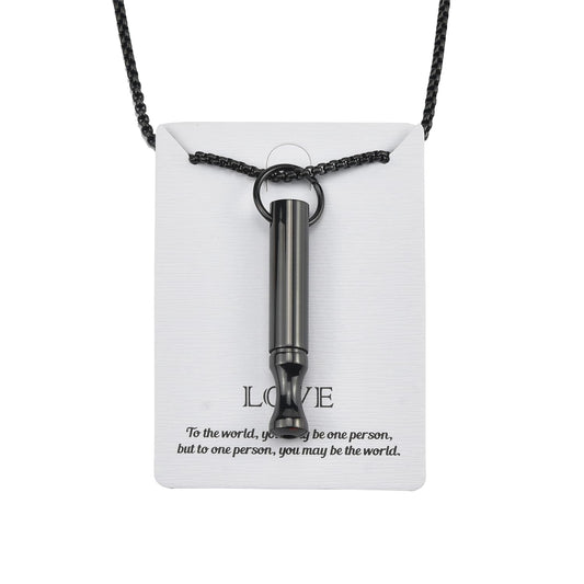 AKIRO Stainless Steel Mindful Breathing Necklace Anxiety Breathe Necklace Anxiety Breathing Tool Anxiety Stress Relief Tool for Mindfulness Meditation Stress Relief Relaxation Sleep (Black)