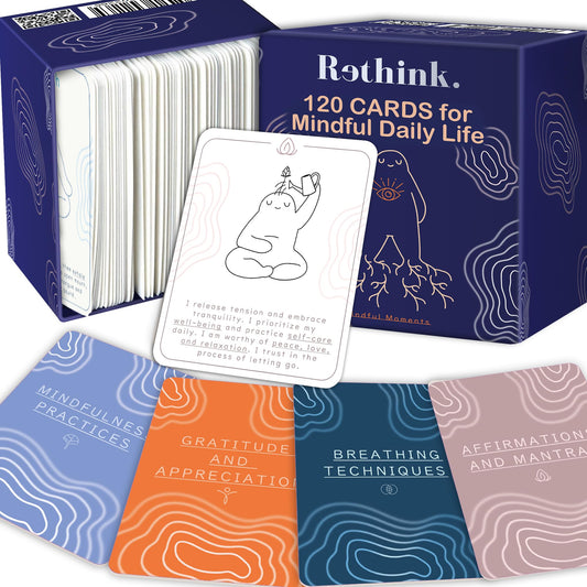 QUOKKA Meditation Cards - 120 Cards for Adults - Anxiety Relief Items Affirmation Cards for Mental Health - Calming Self Care for Women - Perfect Mindfulness Gift for Adult