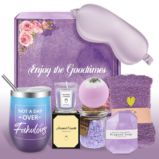 Self Care Gifts for Women Relaxing Spa Gifts Care Package Set for Women with Tumbler Self Care Kit with Bath bomb Bath Salt Candle Soap Self Care Basket for Women Wife Mom Friends Sister