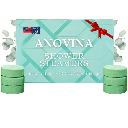 Anovina XL Eucalyptus Shower Steamers Aromatherapy Gift Box. Made in USA with All Natural Ingredients. Shower Bombs Self Care Gifts for Women and Men.