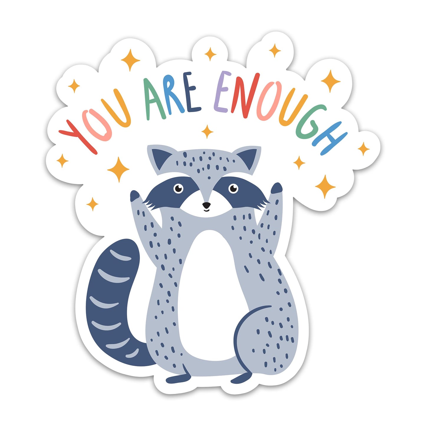 (3PCs) You are Enough Inspirational Sticker Cute Raccoon Motivational Self Love Waterproof Vinyl Mental Health Stickers for Laptop Water Bottle Phone Self Care Decals for Adults Teens (3 Inches)